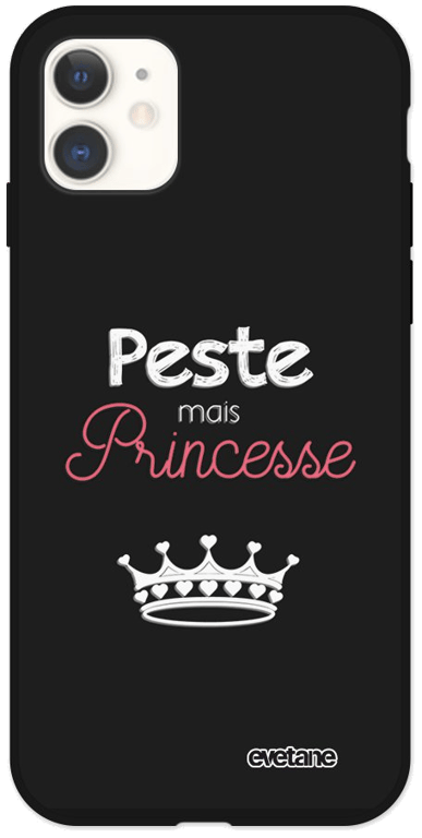 Evetane Coque Apple iPhone 11 Silicone Liquide Douce noir Peste mais Princesse