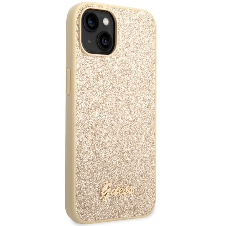 Guess Glitter Flakes Metal Logo Coque iPhone 14 Or 3666339065089 - vue 4