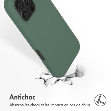 Accezz Coque Liquid Silicone avec MagSafe pour Apple iPhone 16 Pro - Vert foncé
