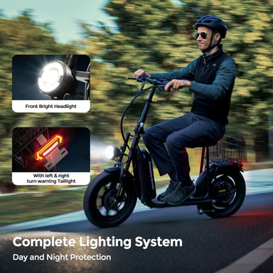 Trottinette électrique - F7 Moteur 1000 W, autonomie de 50 km, pneus neige 16'' - Noir