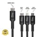 Jaym - Cable Premium 1,5 m - USB-C a 3 Salidas : Lightning Type-C y Micro USB - Garantía de por vida - Ultra reforzado - Longitud 1,5 metros.