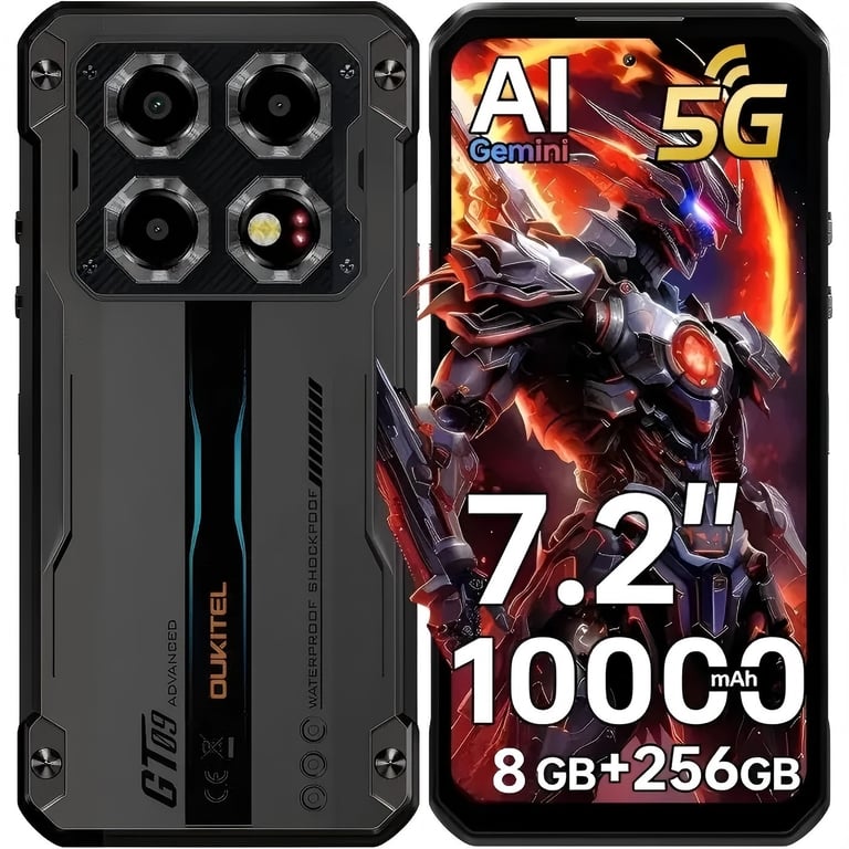 Oukitel WP60 5G Smartphone Robuste 8Go + 10000mAh/ 108MP Caméra 72 120Hz Écran IP68 Téléphone Dual SIM NFC GPS