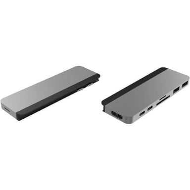 HYPER HyperDrive DUO 7 en 2 para MacBook Pro - Puertos : HDMI 4K60Hz - Plata