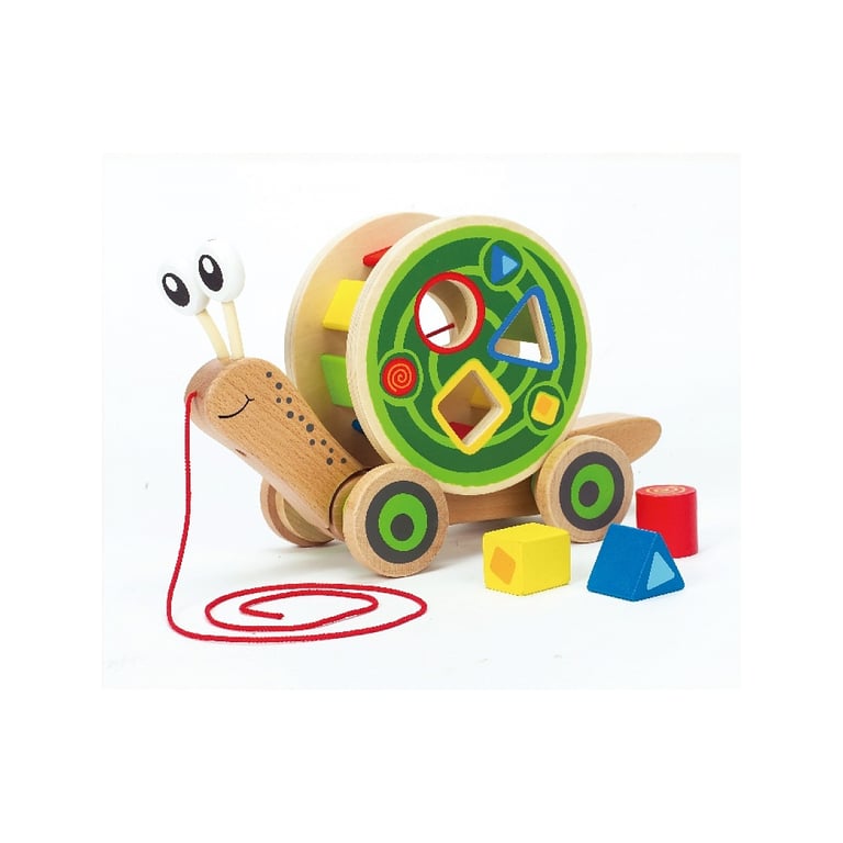 Escargot en Bois à Tirer avec Jeu de Formes Amusant pour Enfants Neuf