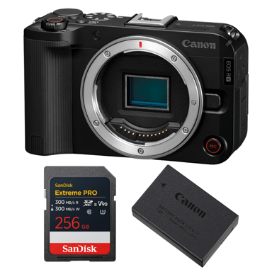 Appareil photo hybride Canon EOS R50 V + 1 SanDisk 256GB Extreme PRO UHS-II + Canon LP-E17 + Ebook ''20 astuces pour des images qui claquent''