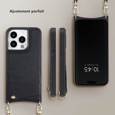 Selencia Coque de télephone Nova avec cordon et porte-cartes pour Apple iPhone 13 Pro - Noir