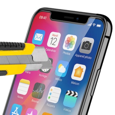 Set di 2 pellicole in vetro temperato antiurto per iPhone X / XS