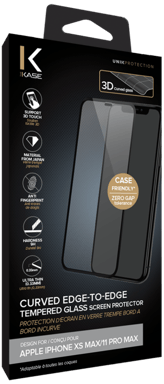 Protezione dello schermo in vetro temperato da bordo a bordo per Apple iPhone XS Max/11 Pro Max, nero