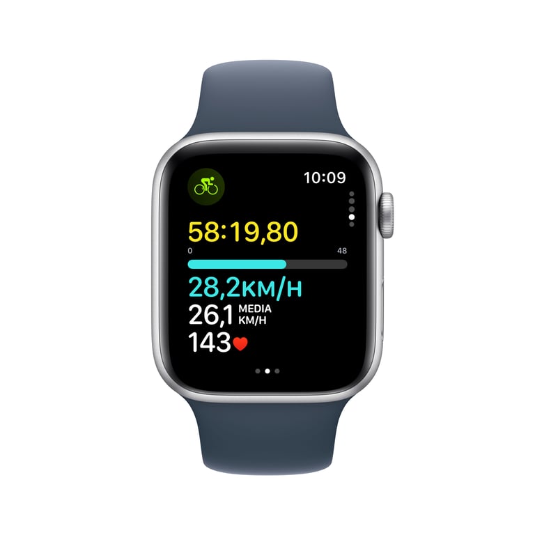 Apple Watch SE OLED 44 mm Numérique 368 x 448 pixels Écran tactile Argent Wifi GPS (satellite), S/M
