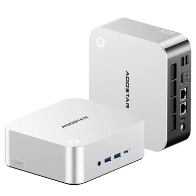 AOOSTAR MACO Mini PC, processore AMD Ryzen 7 H 255 fino a 4,9?GHz, grafica Radeon 780M, 24 GB RAM DDR5 5600, 1 TB SSD PCIe 4.0, espansione eGPU OCuLink, doppia LAN 2,5G, WiFi 6, USB4, supporto quadruplo display