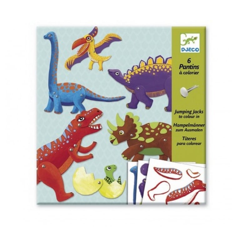 6 Pantins à colorier Dinosaures Djeco