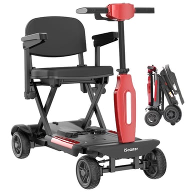 Le scooter de mobilité pliable iScooter X11 est équipé d'un moteur de 250 W, d'une batterie amovible de 24 V et 15,6 Ah, d'une vitesse de 0 à 7 km/h, d'une autonomie de 30 km et constitue un scooter de mobilité léger pou