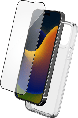 Pack iPhone 15 Pro Max Accessoires Coque Transparente + Verre trempé + SmartFrame™ Bigben
