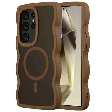 Selencia Coque arrière Wavy avec MagSafe pour Samsung Galaxy S24 Ultra - Mocha Brown