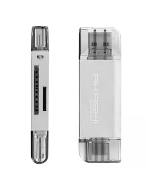 Altadif ALTSDREADER3IN1 Lettore di schede di memoria USB Tipo-A/USB Tipo-C/Micro-USB Bianco