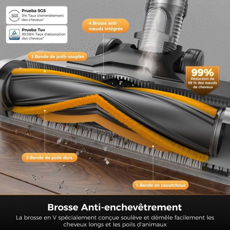 Aspirateur Balai Sans Fil Proscenic Po15 75 Kpa Hepa 5 Étages Lumière 70 Min - vue 4
