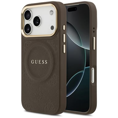 Custodia MagSafe Guess Peony Hot Stamp per iPhone 17 Pro marrone