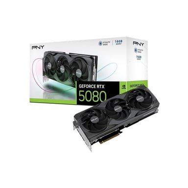 Carte graphique PNY GeForce RTX 5080 16GB GDDR7 PCIe 4.0 Triple Fan HDMI 2.1b/DP 2.1b Noir