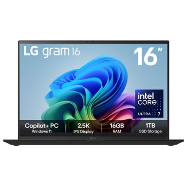 LG Gram 16Z90TL-G.AU78A1 laptop Intel Core Ultra 7 256V Ultraportatile 40,6 cm (16'') 2.5K 16 GB LPDDR5x-SDRAM 1 TB SSD Wi-Fi 7 (802.11be) Windows 11 Home Nero