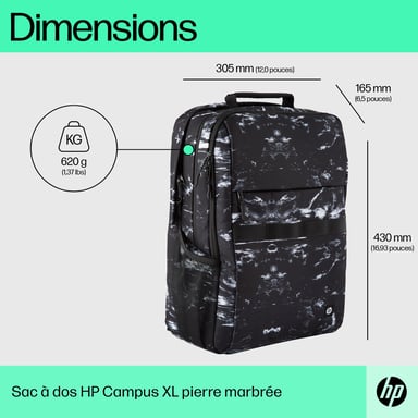 HP Mochila Campus XL con patrón de mármol