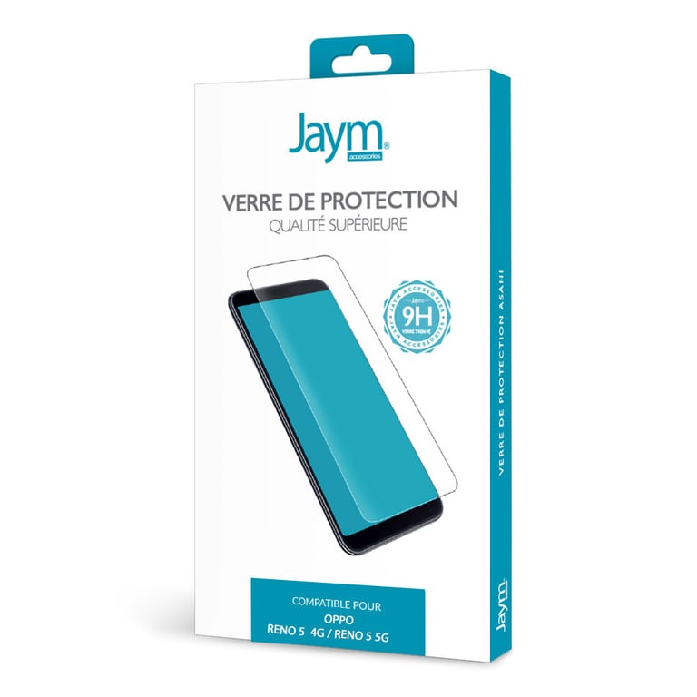 JAYM - Verre de Protection Premium pour Oppo Reno 5 (4G/5G) /Find X3 Lite -  Plat 2.5D - Renforcé 9H Ultra Résistant - Qualité supérieure Asahi - Jaym