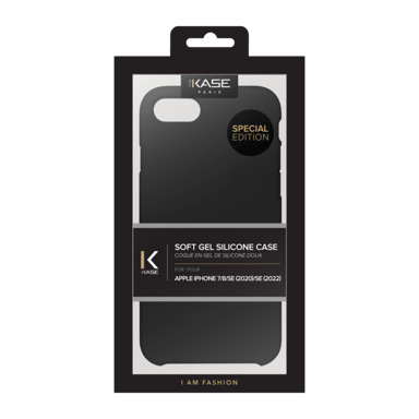 (Edición especial) Funda de gel de silicona suave para Apple iPhone 7/8/SE 2020/SE 2022, Negro satinado