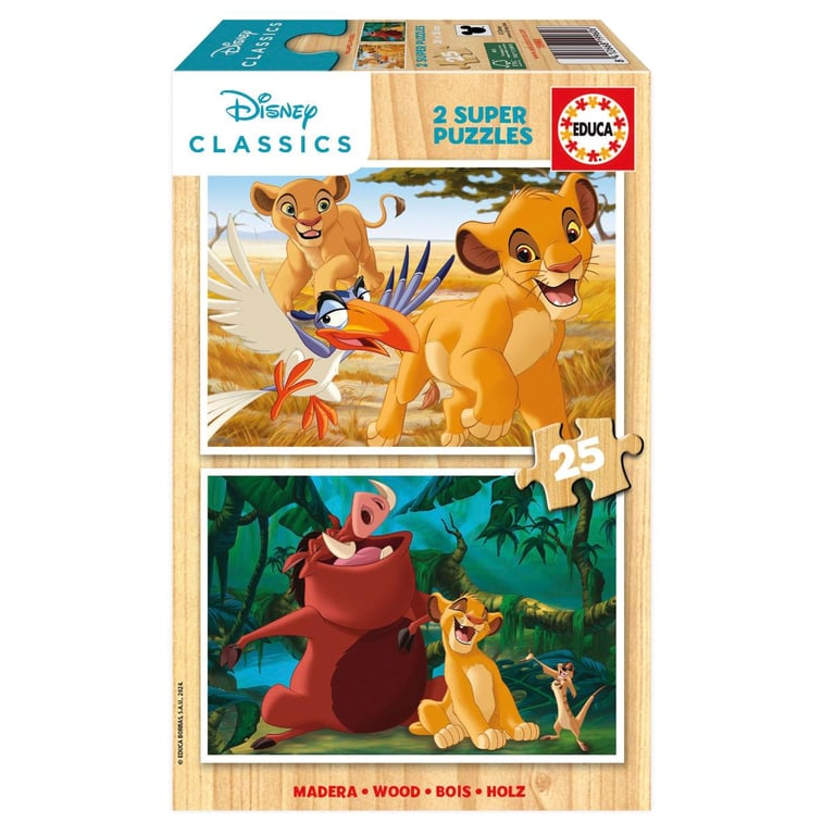 Puzzles en Bois Le Roi Lion 2 Puzzles de 25 Pièces pour Enfants Neuf
