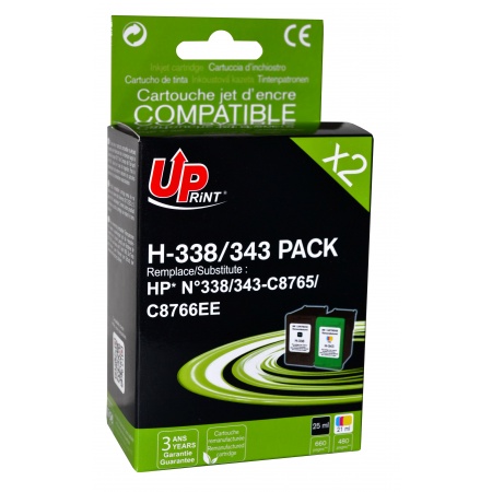 Pack UPrint compatible HP 338HP 343 2 cartouches Neuf