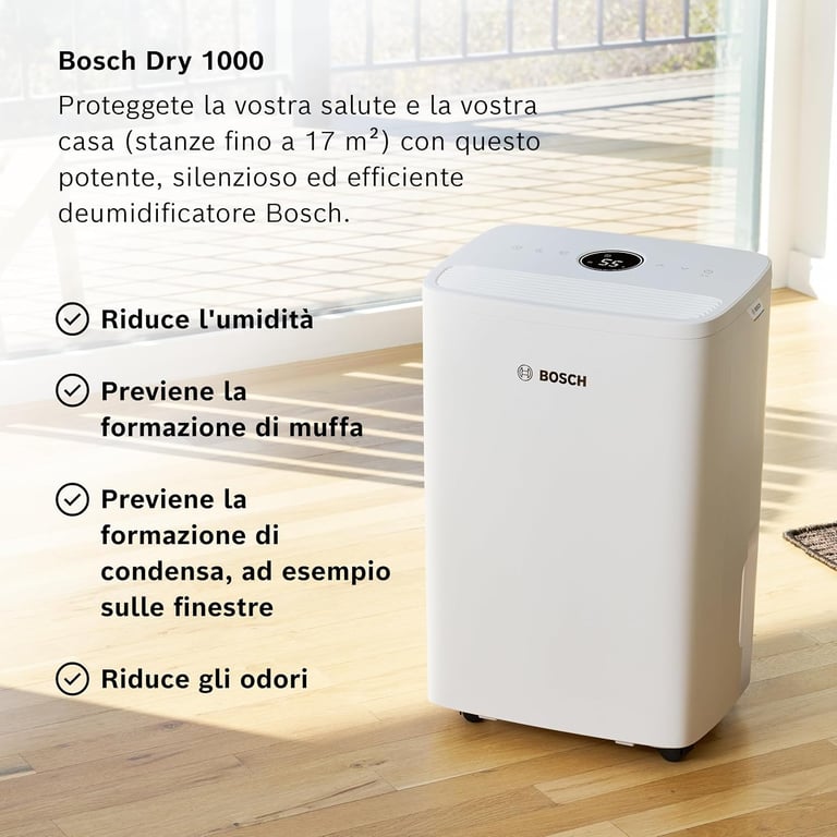 Déshumidificateur BOSCH HOME COMFORT Dry 1000 /jour 17 m² Ultra silencieux 34 dB A - vue 2