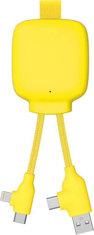 Xoopar Câble Connecteurs USB 4 en 1 Chargeur Universel et Batterie Externe 3000 mAh en Plastique Recyclé Gamma Lite Jaune Neuf
