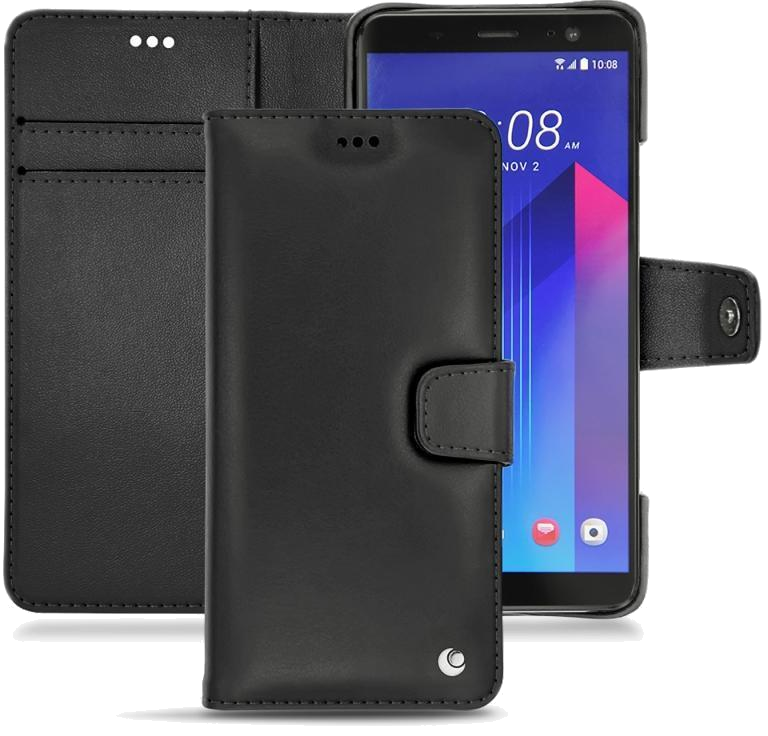 Housse cuir HTC U11+ - Rabat horizontal portefeuilleNoir