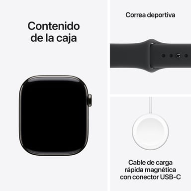 Watch Series 11 (2025) GPS + Cellulaire Boitier de 46mm en Titane Ardoise avec bracelet sport, Noir - S/M