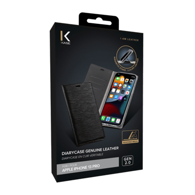 Diarycase 2.0 Guscio in vera pelle con supporto magnetico per Apple iPhone 13 Pro, nero notte