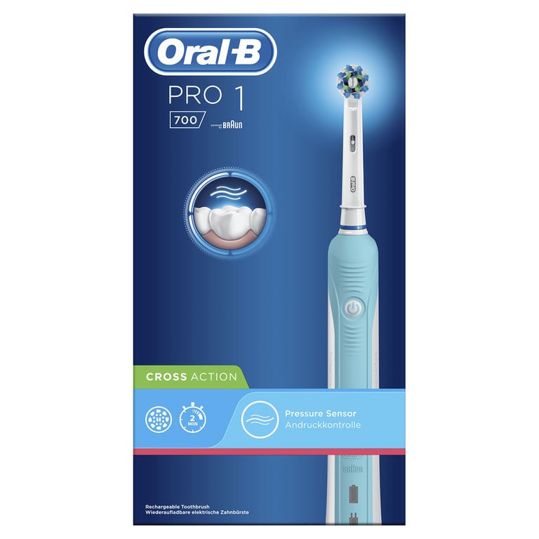 Oral-B PRO 700 CrossAction Adulte Brosse à dents rotative oscillante Bleu, Blanc - Neuf