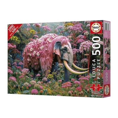 Puzzle - EDUCA - Éléphant Fleuri - 500 pieces - Theme Animaux - Pour enfants a partir de 10 ans