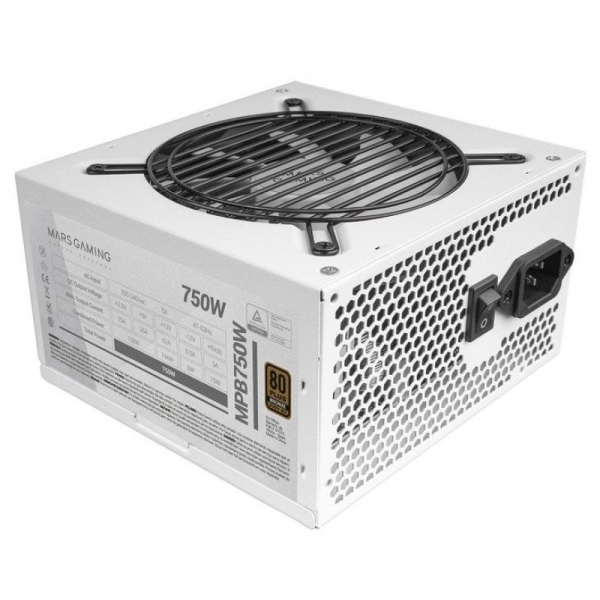 Alimentation Mars Gaming MPB750 80Plus AI RPM Silent Câbles plats Protection Neuf