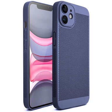 Moozy VentiGuard Coque de téléphone pour iPhone 11, Bleu, 6,1 pouces – Housse respirante avec motif perforé pour la circulation de l'air, ventilation, coque de téléphone anti-surchauffe