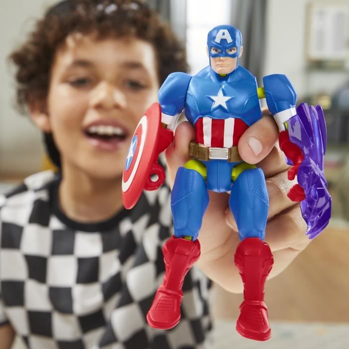 MixMashers Captain America, figurine 12 cm personnalisable a mélanger et combiner avec accessoires, Marvel, des 4 ans - Neuf