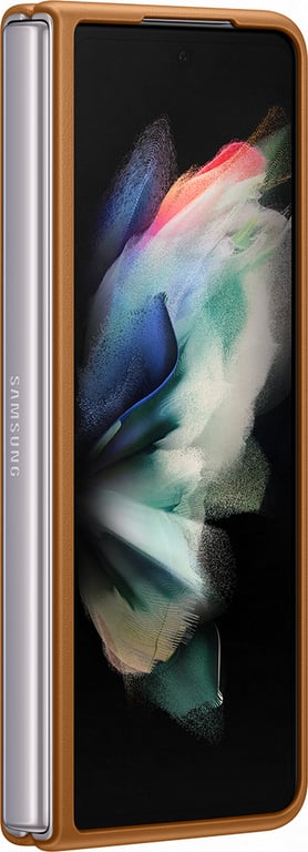 Funda de piel para Samsung G Z Fold 3 Marrón