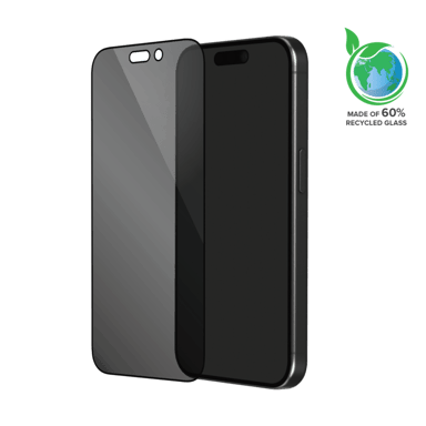 Protection d'écran Privée en verre trempé (60% verre trempé recyclé) pour Apple iPhone 15, Noir