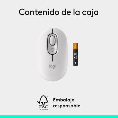 Logitech POP Mouse, ratón inalámbrico Bluetooth compacto y portátil con botones programables y clics discretos, tecnología Easy-Switch para alternar h