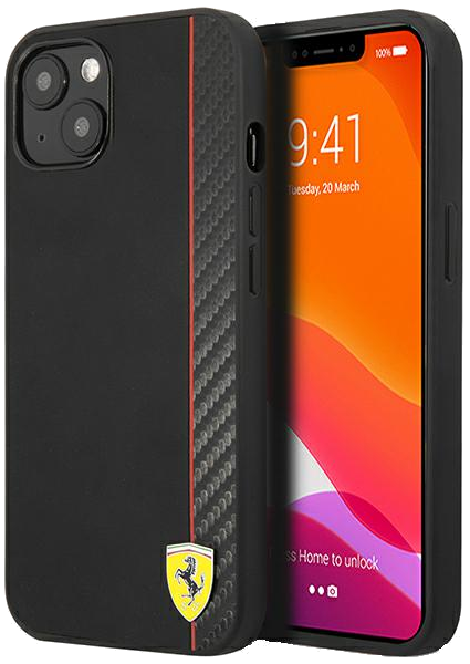 Étui Ferrari pour iPhone 13 mini 5.4 Noir On Track Carbon Stripe