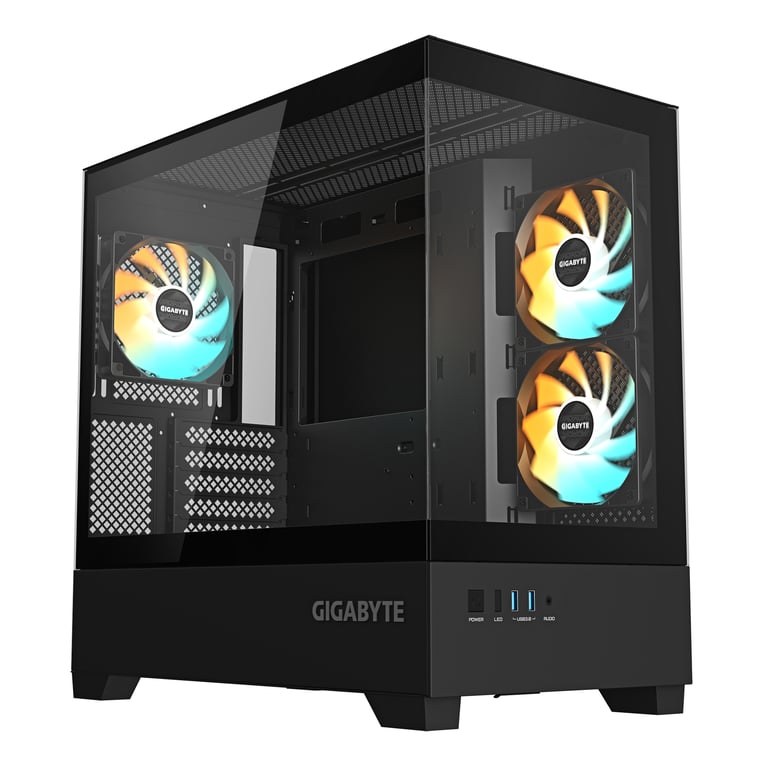GIGABYTE C201 PANORAMIC Boîtier PC – Tour Moyenne ATX prise en charge radiateur 360 mm 3 ventilateurs préinstallés USB 3.0 compatible RGB Fusion Neuf