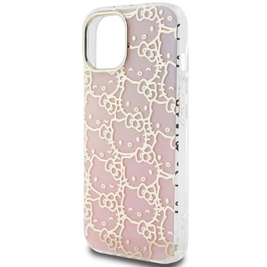 Custodia Hello Kitty per iPhone 15 6.1'' rosa Custodia rigida IML Gradient Electrop Crowded Kitty Head
