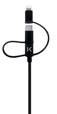 Cavo di ricarica/sincronizzazione USB 3 in 1 a micro-USB, Lightning® certificato Apple MFi e intrecciato metallico di tipo C (1M)