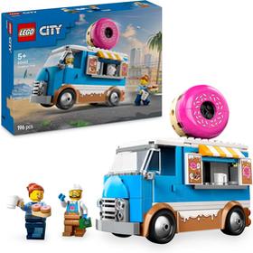 LEGO City Le Food Truck de Donuts Véhicule Mobile pour garçons et Filles dès avec Machine à café et Caisse enregistreuse Minifigurines de Marchand et de cliente Idée Cadeau Amusante 60452 - vue 4