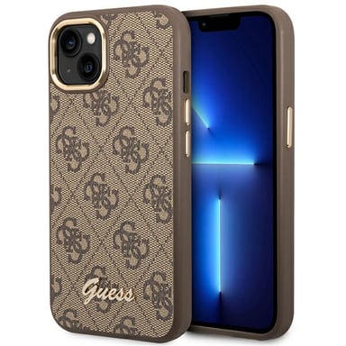 Custodia Guess per iPhone 14 6.1'' marrone 4G Vintage Gold Logo
