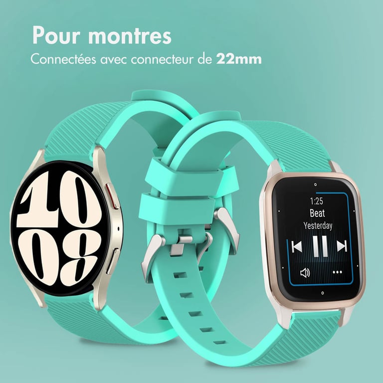 imoshion Bracelet en silicone flexible - Connexion universelle 22 mm - Vert menthe - Neuf