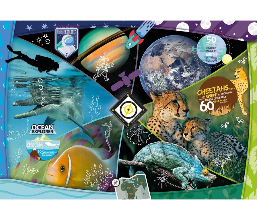 Puzzle 104 pièces : Supercolor : National Geographic Kids : Explorateurs en herbe Clementoni Puzzles - vue 3