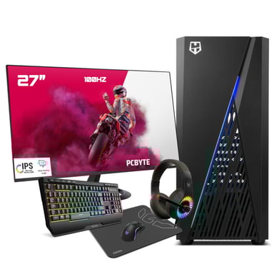 PC Completo AMD Ryzen 7 8700G, 64GB DDR5, 2TB NVMe, Radeon 780M, Windows 11, WIFI + Monitor 27'' + Pack combo